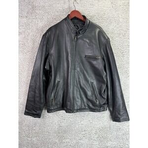 St. John's Bay‎ Leather Jacket Men's Large Genuine Black Biker